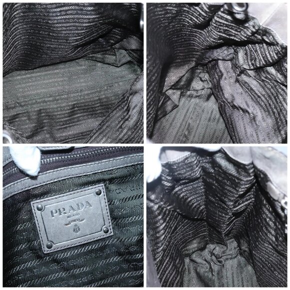 PRADA Hand Bag Leather 2way Gray Silver Auth ar13717 - Picture 15 of 16